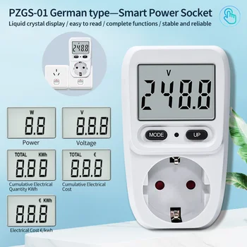 Peacefair Digitálny LCD Power Meter Wattmeter Zásuvky Príkon Kwh Energie Meter AC 220V EÚ Zapojte Elektrickú Spotrebu Energie Analyzer