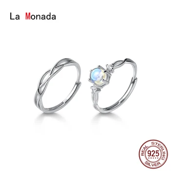 La Monada 925 Sterling Silver Ženy Krúžky Kórejský Minimalistický Šperky, Strieborné Pár Prst Prstene Pre Ženy, Striebro 925 Nastaviteľné