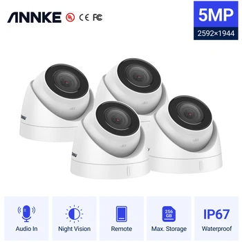 ANNKE 4PCS Ultra HD 5MP POE Kamery Vonkajšie Vnútorné Poveternostným vplyvom Security Network Bullet EXIR Nočné Videnie e-mail Upozornenie Fotoaparát Kit